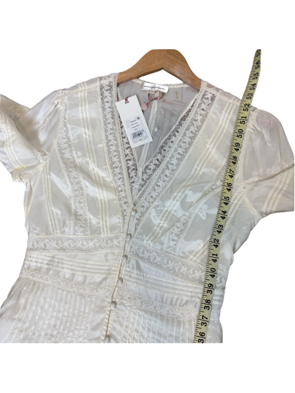 LoveShackFancy Ellitia Maxi Dress Victorian Lace Button Front Ivory NWT Size 4 - Picture 9 of 15
